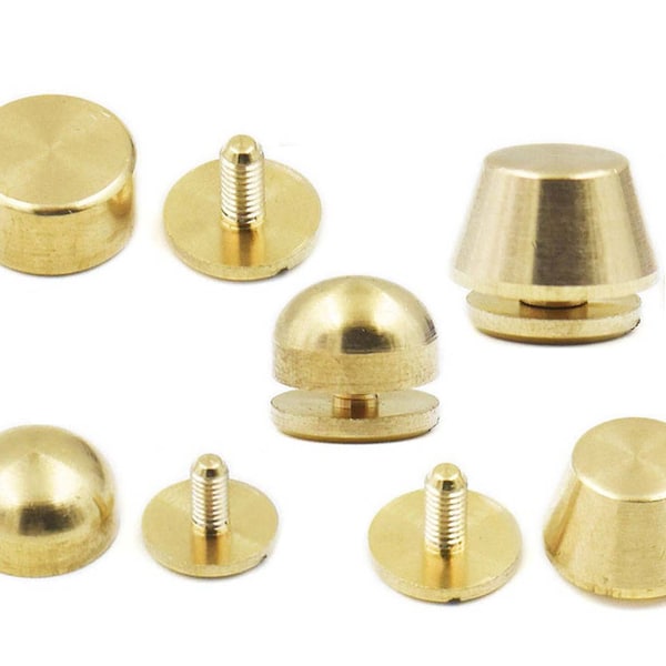 5 10 20 50 100 Pcs Solid Brass Feet Nailheads Screw Purse Bag Handbag decoration Spike Spot Stud Fittings