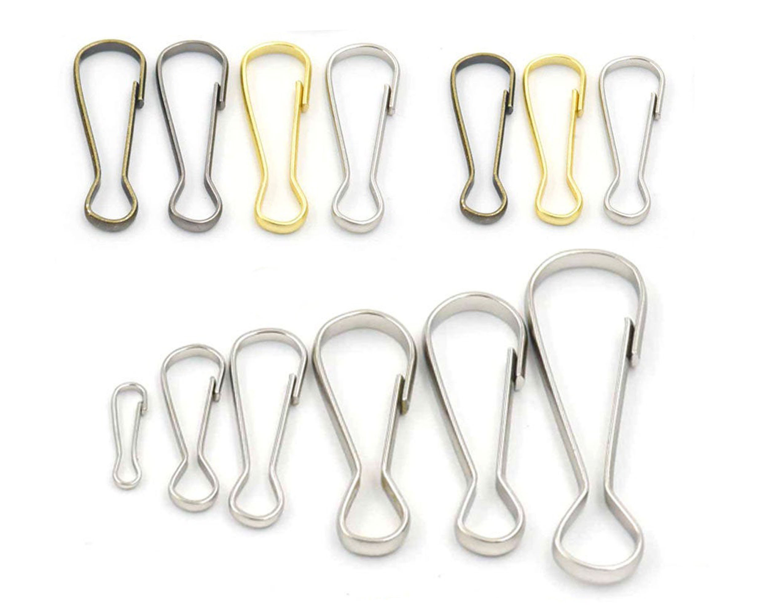 25 Small Metal Spring Clips Free Shipping 1 1/4 Inch J Hook Clasp DIY Face  Mask Lanyard for Beading or Paracord Zipper Pulls 