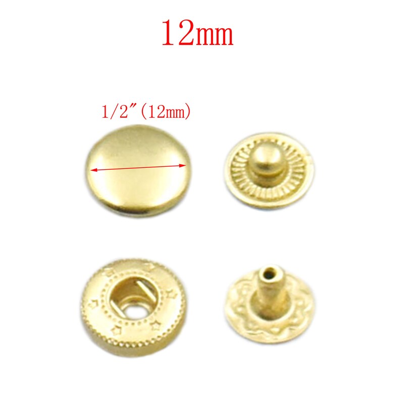 10 20 50 100 Pcs 10 12 15mm Brass Snap Fastener Rapid Rivet - Etsy