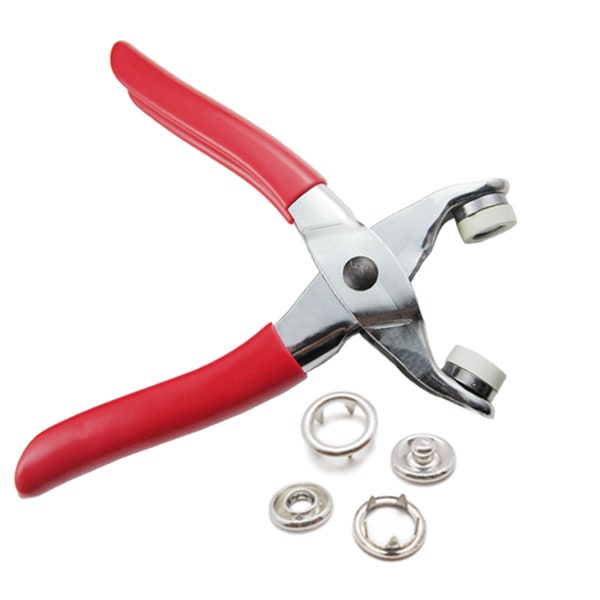 One Press Fastener Plier Sew Tool + 100 Pcs 10mm 3/8" Open ring stud snap buttons