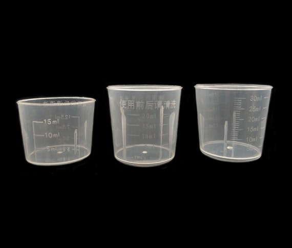 15ml 20ml 30ml Plastic Laboratory Test Graduated Container Liquid Measure  Cups 