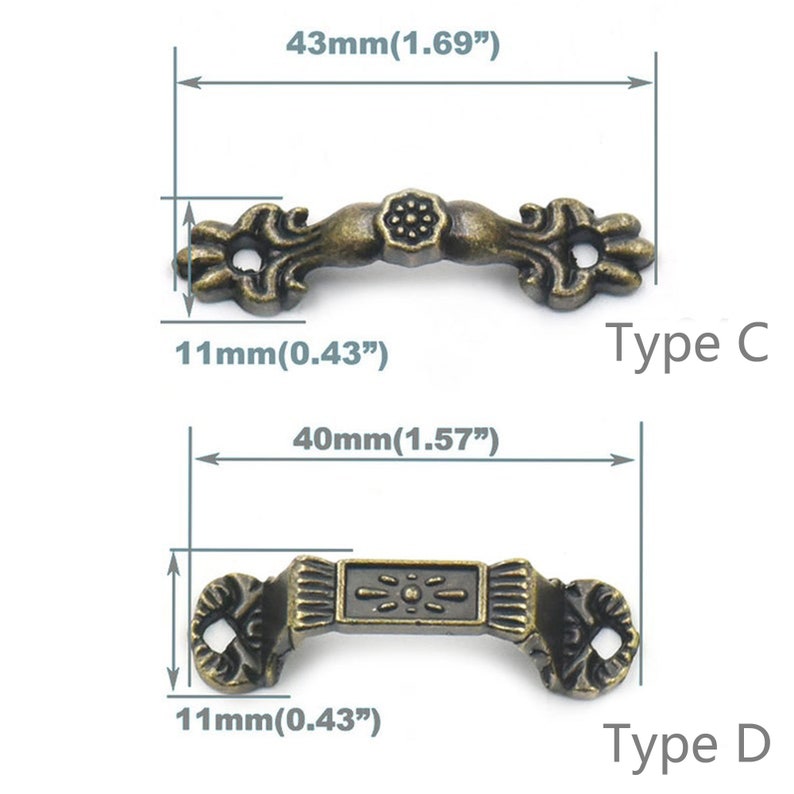 Mini Antique Brass Jewelry Box Drawer Handle Pull Knob Etsy