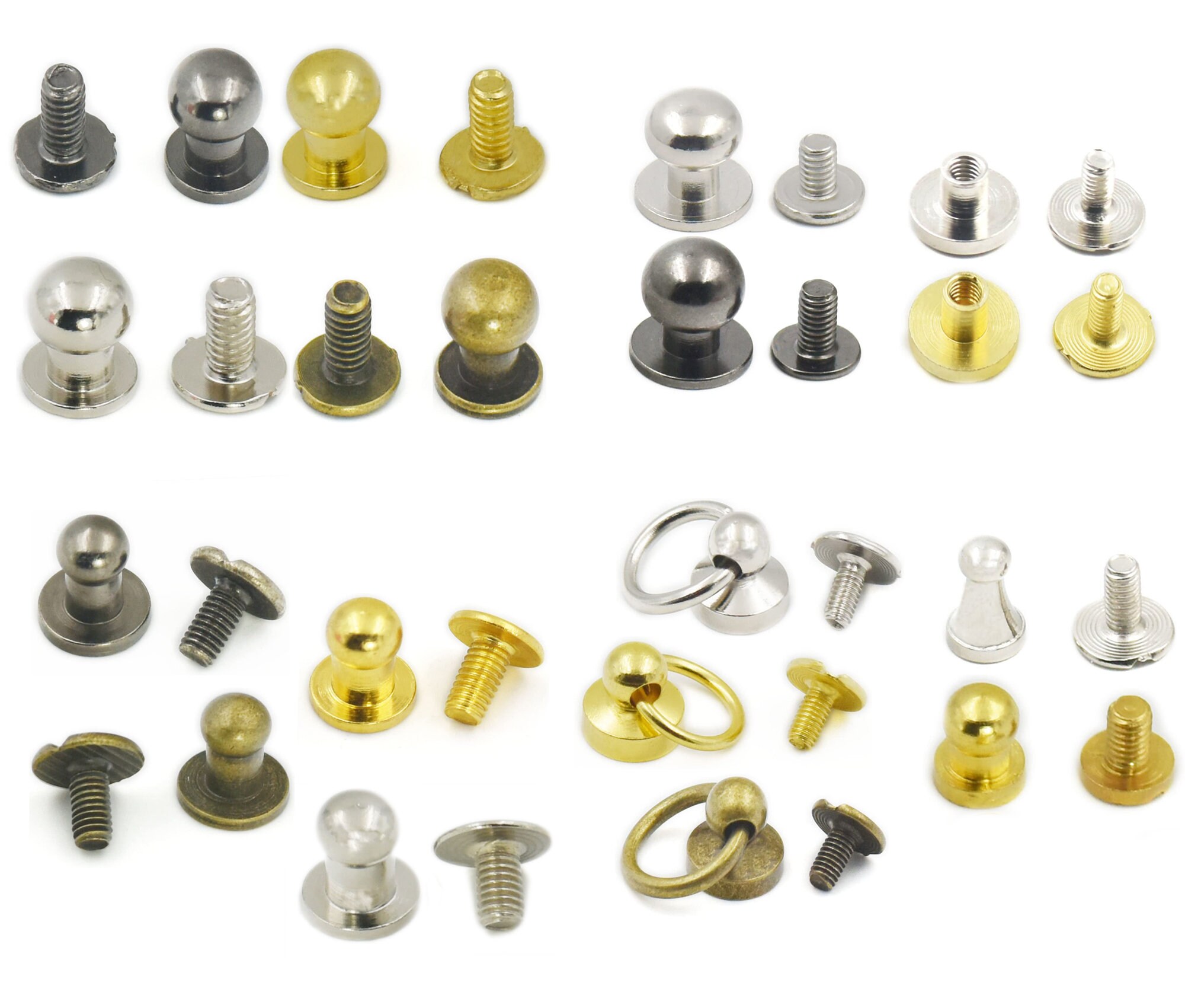 10 mm 3/8" O-Ring Laiton Tête Bouton Stud Screwback avec vis sacs à main chapeau 10 mm 3/8" O-Ring Laiton Tête Bouton Stud Screwback avec vis sacs à main chapeau