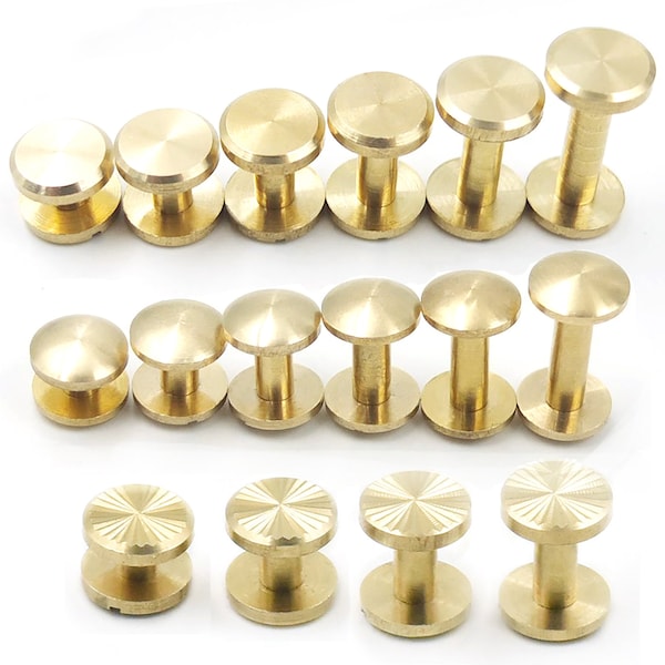 4 6 8 10 12 15mm Solid Brass Studs Nail Screws Head Buttons Screwback Bag Chicago
