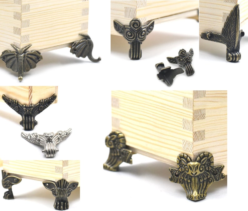 Chest Wood Furniture Box Decorative Feet Leg Corner Protector Etsy
