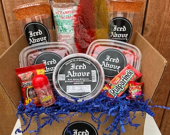 Iced Above Strawberry Michelada Box with gourmet Chile candy and Mexican treats