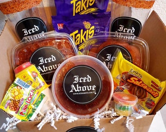 Iced Above Pineapple Michelada Box with Chile Candy in Homemade Chamoy and other Mexican Candies I Care Package