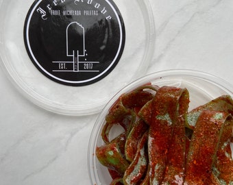 Gourmet sweet and sour watermelon flavored belts in homemade sweet and spicy sauce