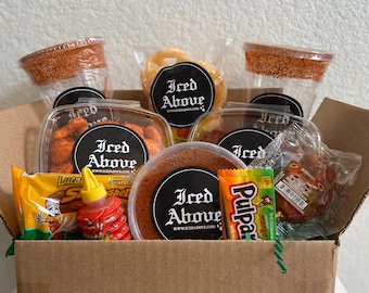 Mango Michelada Box made with homemade chamoy and Spice mixtures