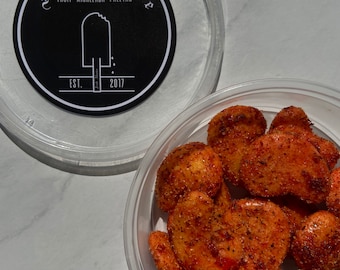 Gourmet Sweet and Spicy Mango Gummies in Homemade Mango Chile Powder