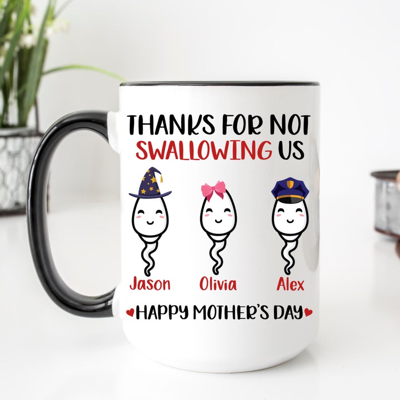 Personalized Thanks For Not Swallowing Us Mug, Funny Mothers Day Mug, Mother's Day Gift For Mom, Custom Kids Name Gift, Custom Mom Mug, Mom image 5