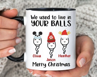 Custom We Use To Live In Your Balls Christmas Mug, Personalized Christmas Mug, Funny Christmas Gifts, Funny Gifts For Dad, Dad Mug, Dad Gift