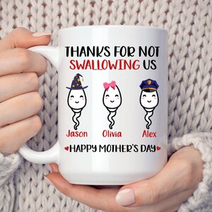 Personalized Thanks For Not Swallowing Us Mug, Funny Mothers Day Mug, Mother's Day Gift For Mom, Custom Kids Name Gift, Custom Mom Mug, Mom image 7