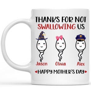 Personalized Thanks For Not Swallowing Us Mug, Funny Mothers Day Mug, Mother's Day Gift For Mom, Custom Kids Name Gift, Custom Mom Mug, Mom image 6