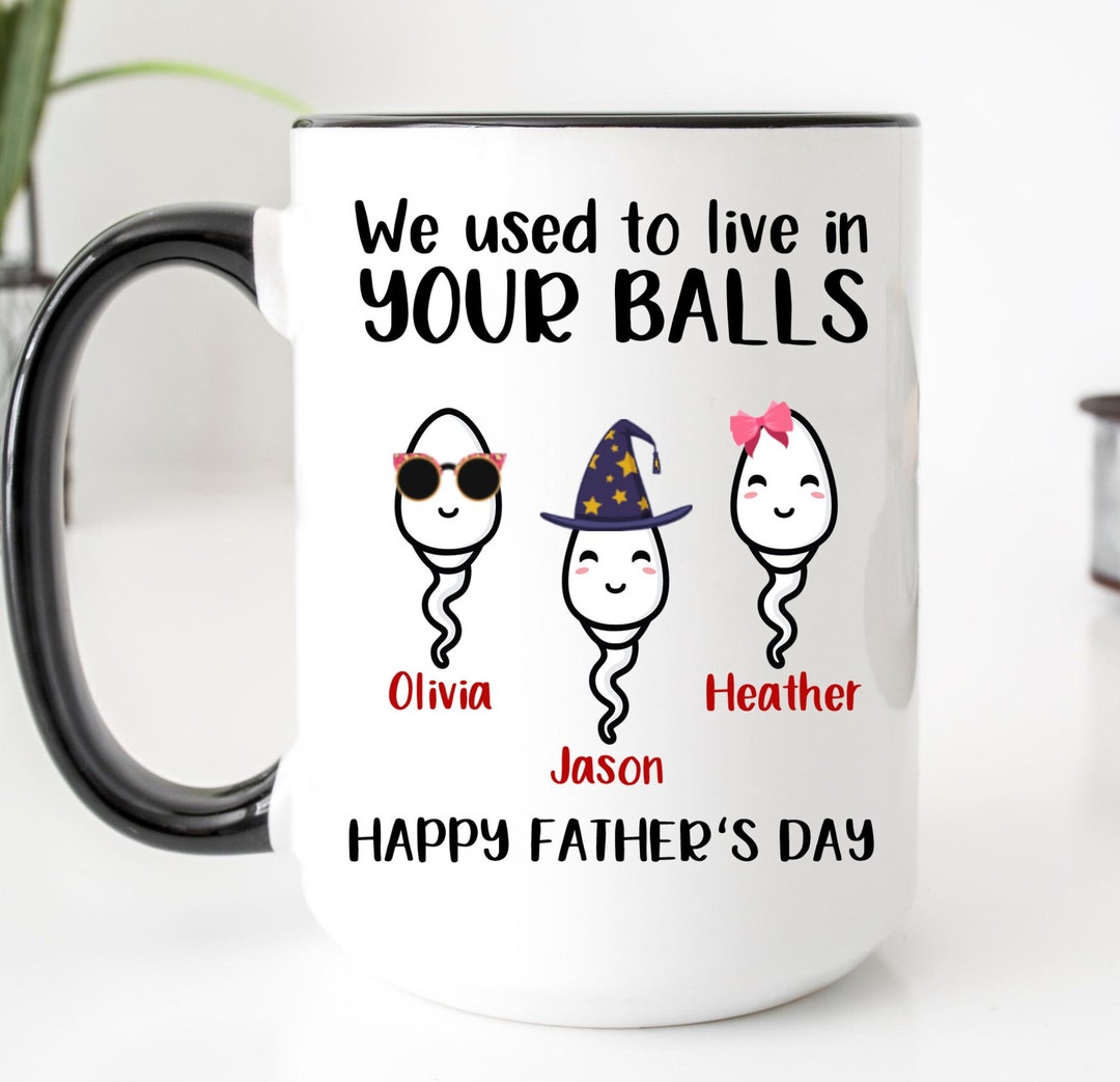 We Use to Live in Your Balls Mug, Personalized Father's Day Mug, Funny