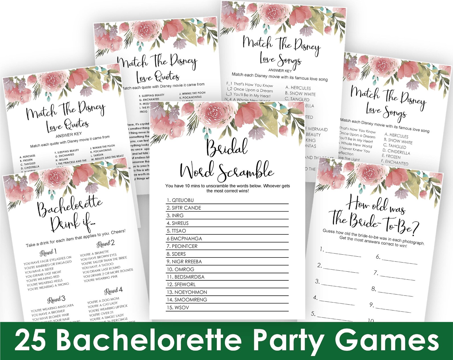 Bachelorette Party Games Word Scramble Girls Night In Hen | Etsy