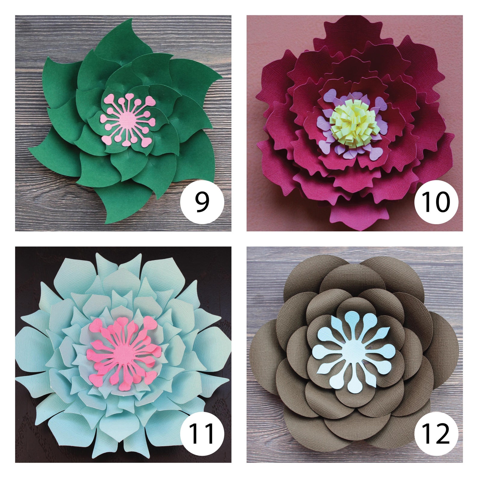 Papierblumen Vorlagen Druckbare PDFs Datei zum HANDSCHNEIDEN Etsy