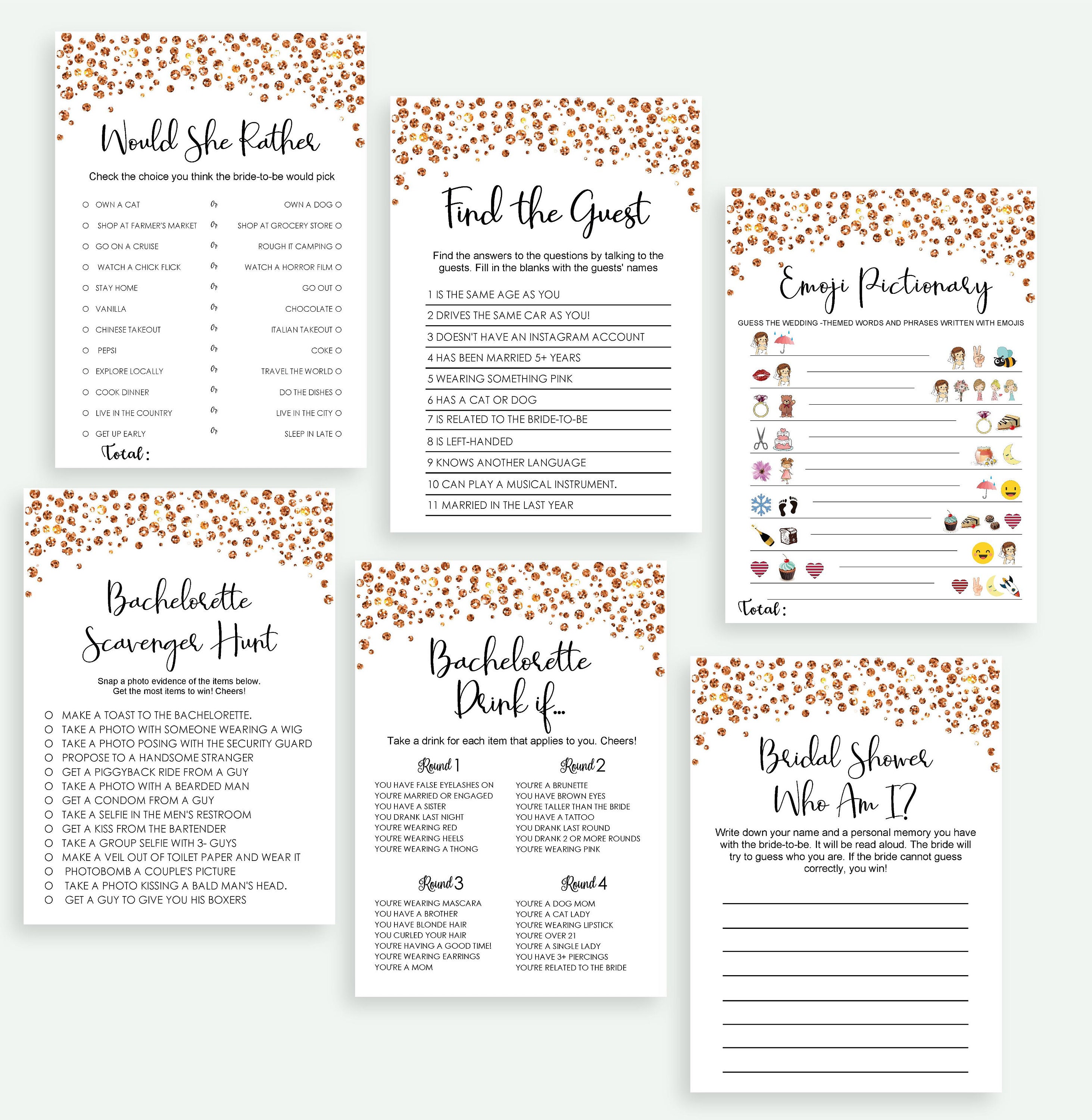 Bachelorette Party Games Word Scramble Night Bridal Shower | Etsy