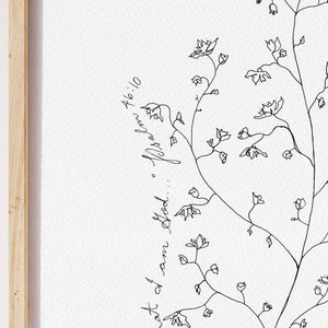 詩篇46章10節 花柄のキリスト教壁アート（デジタルダウンロード）