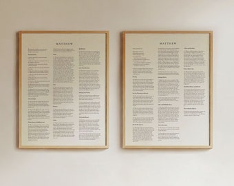 Sermon on the Mount Bible Pages Set: Matthew 5-7, Christian Home Decor (Digital Download)