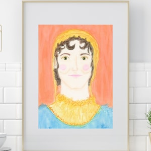 Jane Austen Portrait Print: Quirky Literary Art (Digital Download)