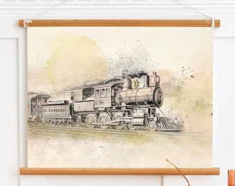 Wizard Express Train Watercolor Art Print: Magical Nursery Decor (Digital Download)
