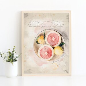 Fruit of the Spirit Watercolor Print: Christian Kitchen Decor (Digital Download)
