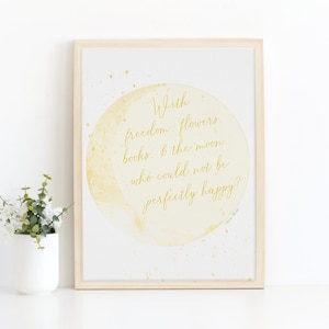 Oscar Wilde Quote Print: Freedom, Flowers, Books, Moon (Digital Download)