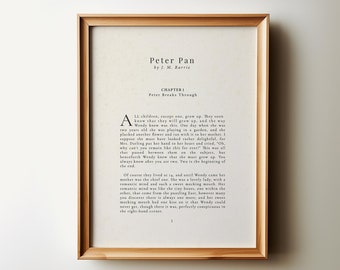 Peter Pan Nursery Art, First Page of Peter Pan Quote, Vintage Style Bookish Home Decor PRINTABLE, Literary Baby Room