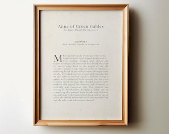 Anne of Green Gables Wall Art, First Page Chapter 1, Vintage Literary Quote,  Bookish Gift, Reading Nook Decor