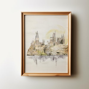Wizarding Castle Watercolor Art Print: Fantasy Literature Poster (Instant Download)