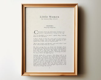 Little Women Poster, First Page Chapter 1 Wall Art, Louisa May Alcott Print, Little Women Vintage PRINTABLE, Bookish Literary Gifts