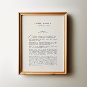 Little Women Poster, First Page Chapter 1 Wall Art, Louisa May Alcott Print, Little Women Vintage PRINTABLE, Bookish Literary Gifts