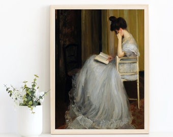 Vintage Woman Oil Painting: Literary Art Print (Digital Download)