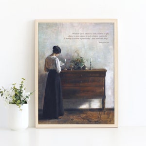 Christian Art, Whatever is True Bible Verse DIGITAL DOWNLOAD, Philippians 4:8 Vintage Oil Painting, Scripture Art Print