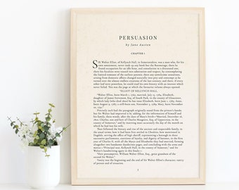 Jane Austen PRINTABLE, Persuasion Poster, First Page Chapter 1 Wall Art, Jane Austen Print, Jane Austen Literary Gifts