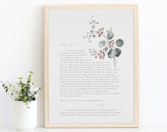 Jane Austen Persuasion Print: Captain Wentworth Letter (Digital Download)