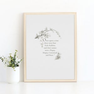 Peter Rabbit Nursery Art, Once Upon a Time Beatrix Potter Quote, Children&#39;s Literary PRINTABLE, Vintage Pencil Drawing