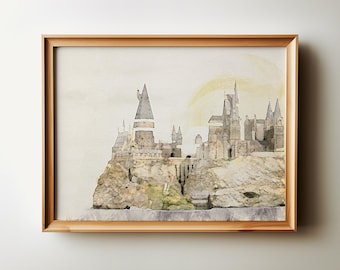 Stampabile ispirato al castello dei maghi, decorazione murale per la scuola materna con castello dei maghi, stampa per la sala giochi dei bambini
