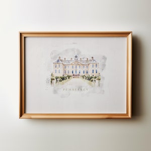 Pemberley Watercolor Landscape Print: Pride and Prejudice Art (Digital Download)