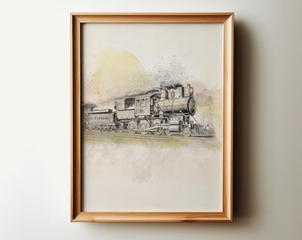 Wizard Express Train Watercolor Print: Magical Nursery Decor (Digital Download)