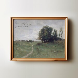 Psalm 142 Vintage Landscape Print: Encouraging Bible Verse Art (Digital Download)