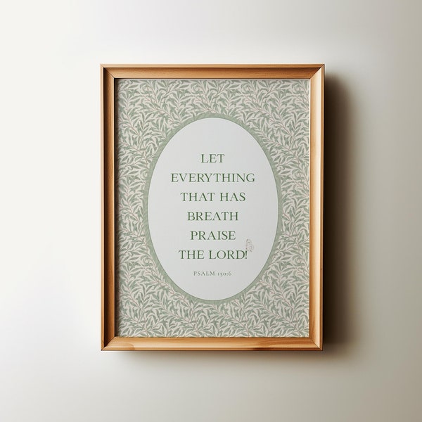 Psalm 150 Christian Nursery Art, Vintage Bible Verse PRINTABLE, Baby Room Scripture Prints, Let everything that has breath praise the Lord