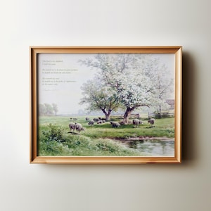Psalm 23 KJV Printable Art: Vintage Sheep Landscape (Digital Download)