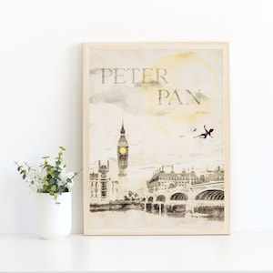 Peter Pan Nursery Decor, Wall Art Printables, Digital Download Art, Book Lovers Gift, Literary Print, Peter Pan Book Cover
