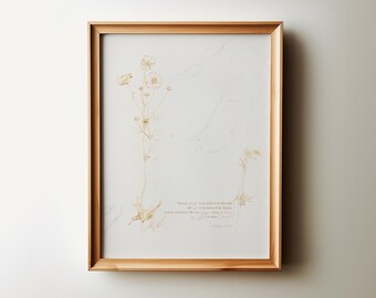 Psalm 91 Floral Sketch Print: Christian Scripture Art (Digital Download)