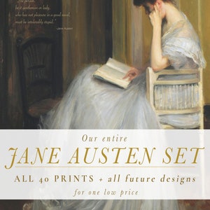 Jane Austen Entire Gallery Art Set, Pride and Prejudice Pemberley Wall Art, Jane Austen Quote Printables, Jane Austen Poster Prints