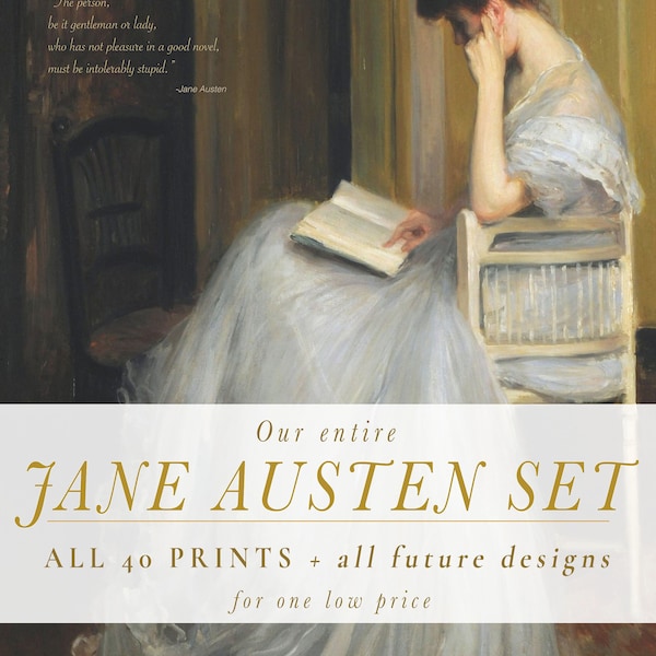 Jane Austen gesamte Galerie Kunst Set, Stolz und Vorurteil Pemberley Wandkunst, Jane Austen Zitat Printables, Jane Austen Poster Prints