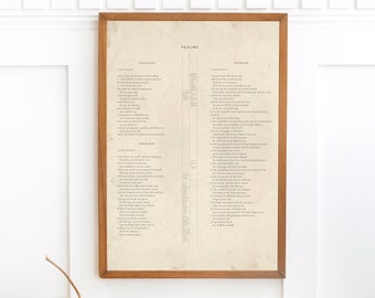 Psalm 23 24 25 Vintage Bible Page Art: Farmhouse Scripture (Printable)
