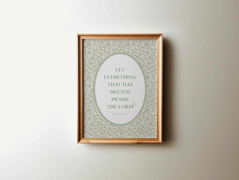 Psalm 150 Christian Nursery Art, Vintage Bible Verse PRINTABLE, Baby Room Scripture Prints, Let everything that has breath praise the Lord